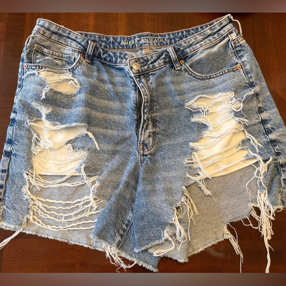 American Eagle Outfitters Light Blue Distressed Denim Cutoff Shorts